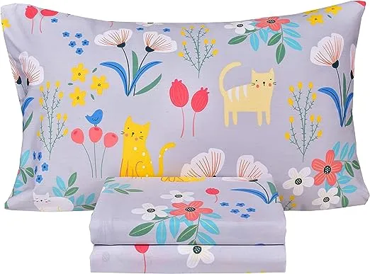 Scientific Sleep Kitty Cats Flowers Girls Kids 100% Cotton