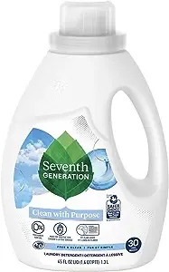 Seventh Generation Liquid Laundry Detergent Biodegradable Free & Clear Washing Detergent 50 oz