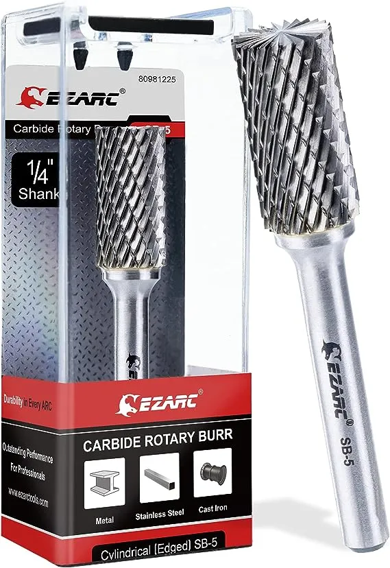 EZARC Tungsten Carbide Rotary Burr Bit, SA-5 Double Cut Carbide Burr 1/4" Shank ...