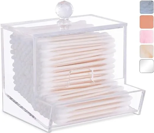 Acrylic Qtip Holder for Qtip Brand Cotton Swabs, Qtip Dispenser, Modern Bathroom