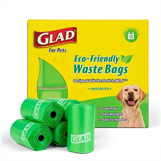 Glad for Pets Eco Friendly Dog Waste Bags 8 Rolls of Unscented Dog Waste Bags