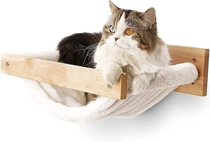 Fukumaru Cat Hammock Wall Mounted Large Cats Shelf - Modern Beds and Perches - Premium Kitty Furniture for Sleeping Playing CLIM