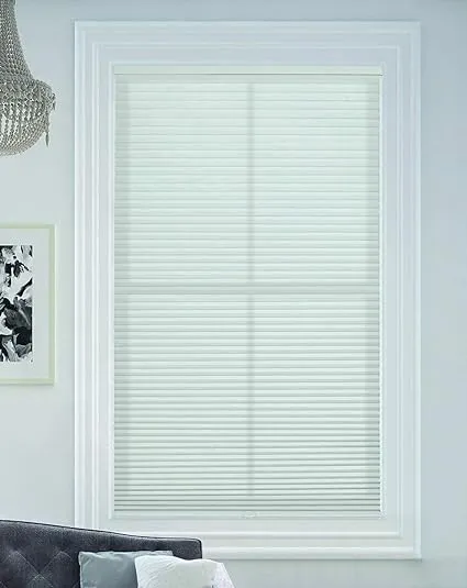 BlindsAvenue Cellular Honeycomb Cordless Shade, 9/16" Single Cell, Light Filtering, (White, 20.5" W x 48" H)