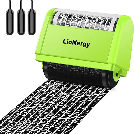 Identity Protection Roller Stamp LioNergy Roller Identity Theft Prevention Security Stamp with 3 Refills - Red