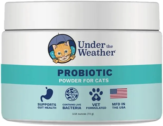 Under the Weather Pet Probiotics Powder for Cats Vet Formulated Probiotic Supplement for Digestive Gut Health