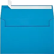 Lux® 5 3/4" x 8 3/4" 80lbs. Square Flap Envelopes W/Peel & Press; Pool Blue, 50/Pk