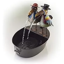 20 in. Tall Outdoor Metal Crow Water Fountain Yard Art Decor