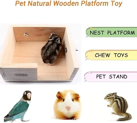 Parrot Bird Wood Perch Platform Large Flat Corner Stand Shelf for Birds Budgi...