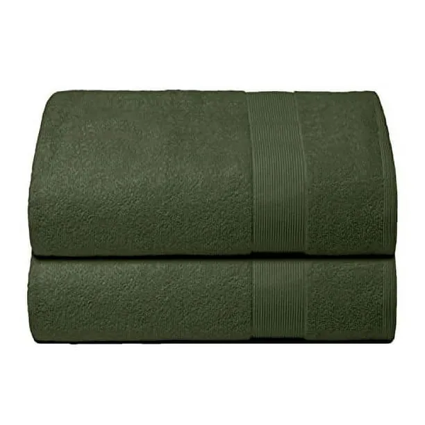 BELIZZI HOME Premium Cotton Oversized 2 Pack Bath Sheet 35x70 - 100% Pure Cotton - Ideal for Everyday use - Ultra Soft & Highly Absorbent - Machine Washable - Olive Green