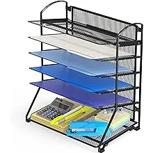 SimpleHouseware 6 Trays Desktop Document Letter Tray Organizer Black