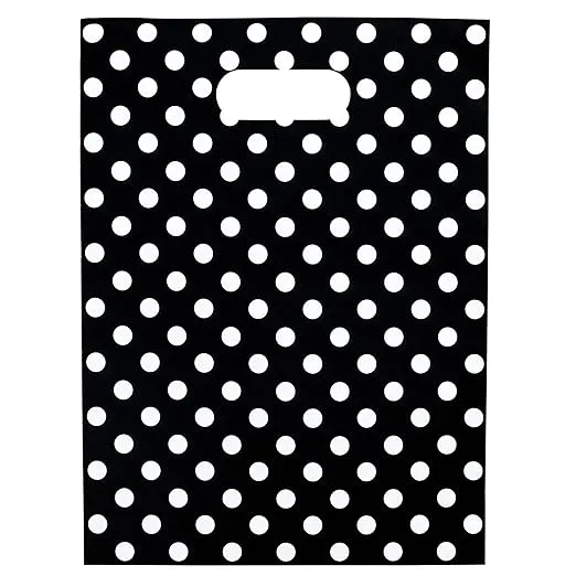 Choice Marts 100 Black Polka Dots Bags for Small Business 1.5mil 9"x12" Merchandise Bags Extra Thick Glossy Thank You Bags and R