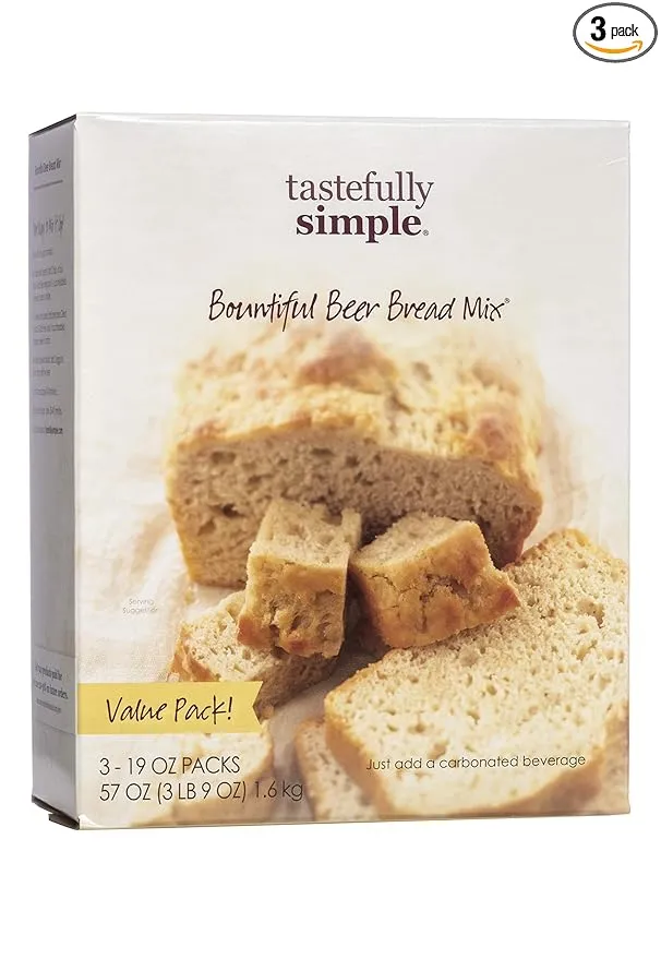 Tastefully Simple Bountiful Beer Bread Mix - Incredibly Easy to Make Artisan Bread, Just Add Beer or Soda! - No Bread Machine Needed - Nothing Artificial - 3 x 19 oz