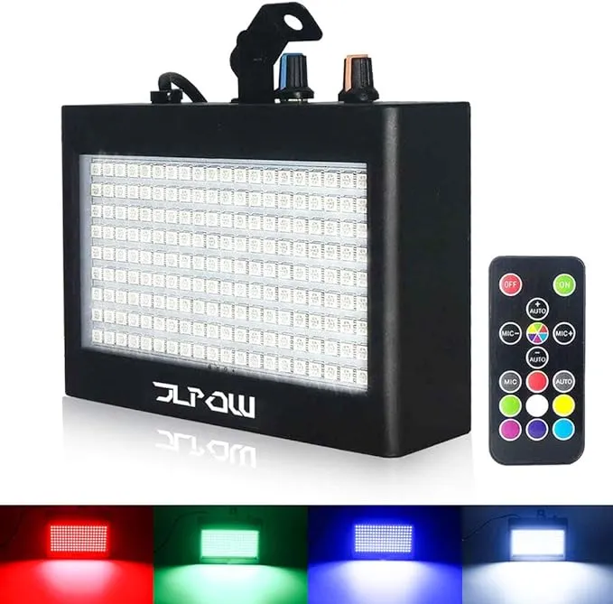 Strobe Light, JLPOW Ultra Bright RGB LED Strobe Lights (Metal Case), Sound Activated and Remote Control, Speed Adjustable Mini Flash Stage Lighting, Best for DJ Christmas Party Bar Show Disco Dance