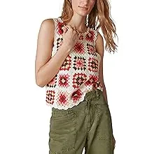 Lucky Brand Women's Granny Square Crochet Vest