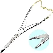 Olsen Hegar Mathieu Needle Holder | Mitten Scissor Clamps | Needle Driver with Scissors Cutting Edges | 6.5 inches with Tungsten Carbide