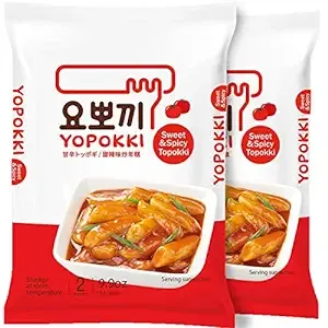 Instant Tteokbokki Rice Cake | Pack of 2 Popular Korean Snack with A Spicy Sauce (spicy&sweet) spicy&sweet