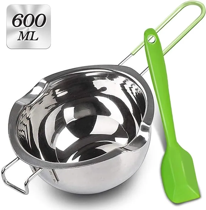 Sysmie Stainless Steel Double Boiler with Silicone Spatula, Chocloate Metls Pot with Heat Resistant Handle for Melting Chocolate, Candy, Candle, Soap