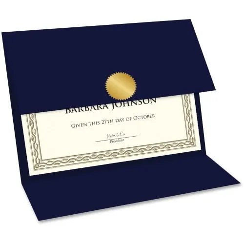 Geographics Tri Fold Navy Certificate Holder, Linen Texture, 9.25" x 12.5", 5/Pack (47837)