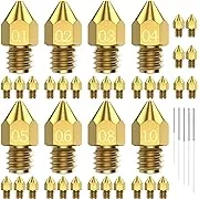 31pcs MK8 3D Printer Nozzles Extruder for Ender 3, 0.4mm 0.1 0.2 0.3 0.5 0.6 0.8 1.0mm Nozzles with Cleaning Kit for Ender 3 V2/Pro (1.75mm Filament)