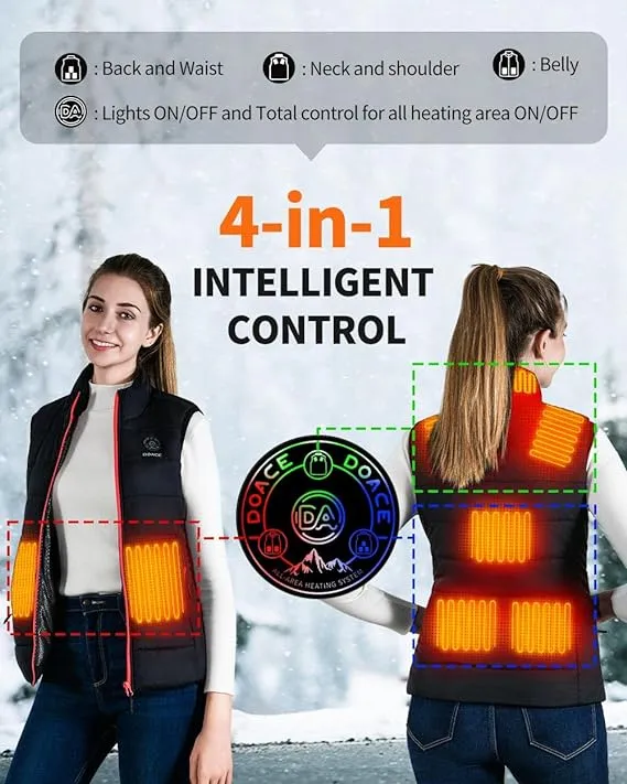 Heated Vest for Women and Men, Smart Electric Heating Vest Rechargeable, Battery