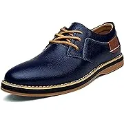 LIBERTYZENO Mens Oxford Leather Formal Dress Shoes Navy