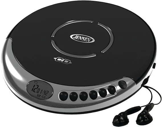 Jensen CD Portable Personal CD Player w/ 60 Seconds Anti-Skip Protection, FM Rad