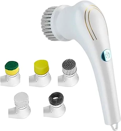 ZZ Life Electric Scrubber, Handheld Cleaning Brush, Includes 5 Replaceable Heads, Bathroom, Kitchen, Floor, Dish, Shoe, Glass - Multifunctional Home Accessory