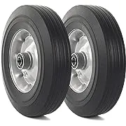 AR-PRO (2-Pack) 10''x2.5'' Flat Free Solid Rubber Replacement Tires - Flat-Free Tires for Hand Trucks and Wheelbarrows with 10” Tires with 5/8" Axles