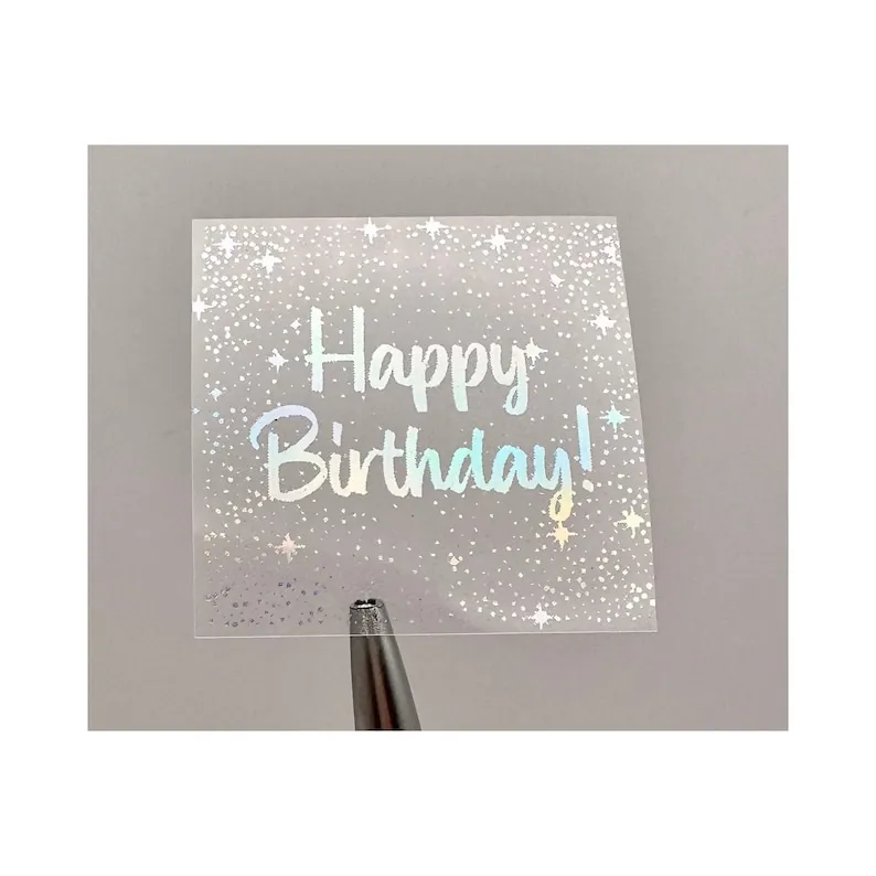 Personalized Happy Birthday Party Favor Stickers with Name - Custom Envelope Seals, Bag Stickers - 1.75 in. Round - 40 Labels (Silver Foil and Black)