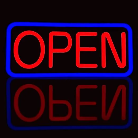 Brittech 21&#039;&#039; X 10&#039;&#039; Ultra Bright LED Neon Open Sign - Remote Controlled - Get Y