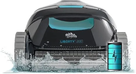 Dolphin Liberty 200 Cordless Robotic Pool Vacuum Cleaner — Simple Inductive Charging — Wall Climbing Capabilities — Ideal for Above and In-Ground Pools up to 33 FT in Length