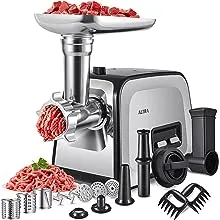 ALTRA LIFE Meat Grinder, Sausage Stuffer, [2800W Max] Electric Meat Mincer with Stainless Steel Blades & 3 Grinding Plates,Sausage Maker & Kubbe Kit for Home Kitchen & Commercial Using (MG090-S)