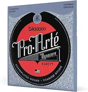 D'Addario Guitar Strings - Pro-Arte Classical Guitar Strings - EJ45TT-3D Dynacore - Silver Plated Wrap, Composite Dynacore, Titanium Nylon Trebles - Normal Tension, 3-Pack