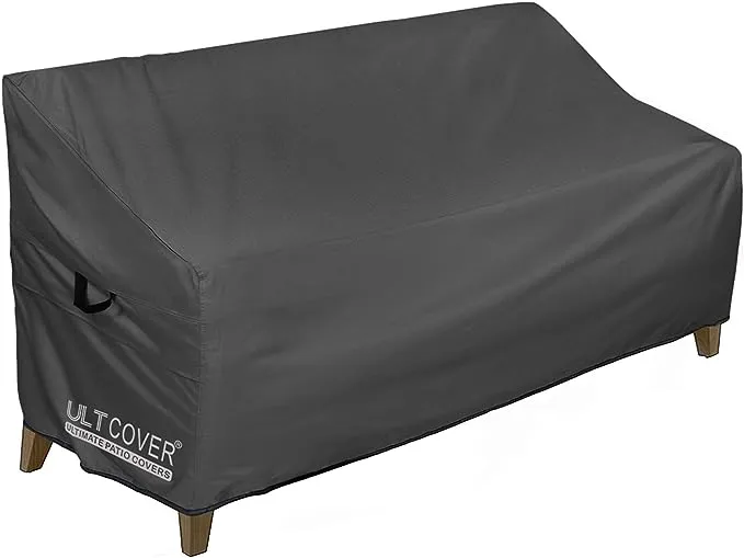 ULTCOVER Waterproof Outdoor Sofa Cover - Durable Patio Bench Covers 58W x 28D x 35H inch, Black