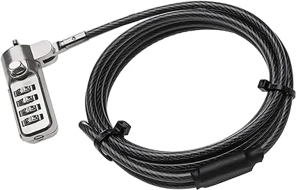 Amazon Basics Combination, 6-Foot Carbon Steel Cable Lock for Laptop, PC, Monitors, Projectors, Docks