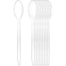 Long-Handled Plastic Ice Cream Spoons 100pk; Sundae / Soda Disposable Spoons