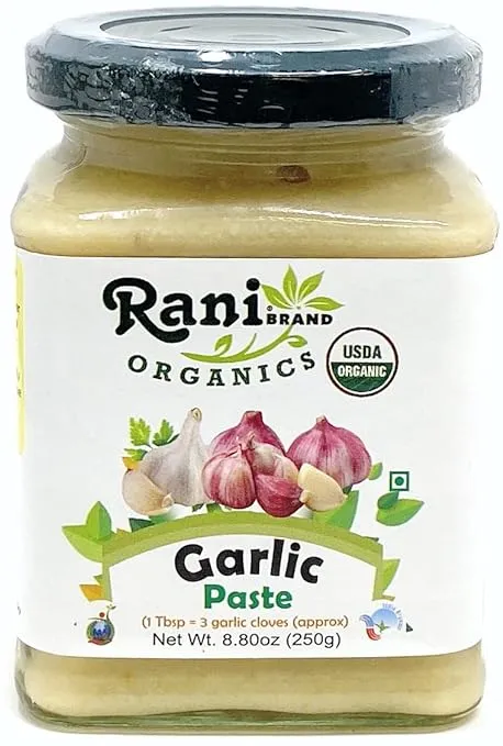 Rani Organic Garlic Cooking Paste 8.80oz (250g) ~ Vegan | Glass Jar | Gluten Free | NON-GMO | No Colors | Indian Origin | USDA Certified Organic