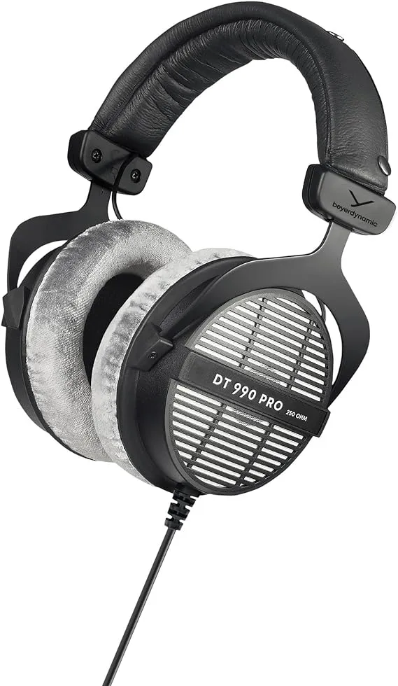 Beyerdynamic DT 990 Pro Over-Ear Studio Monitor Headphones - Open-Back Stereo Construction, Wired 80 ohm, Black Limited Edition