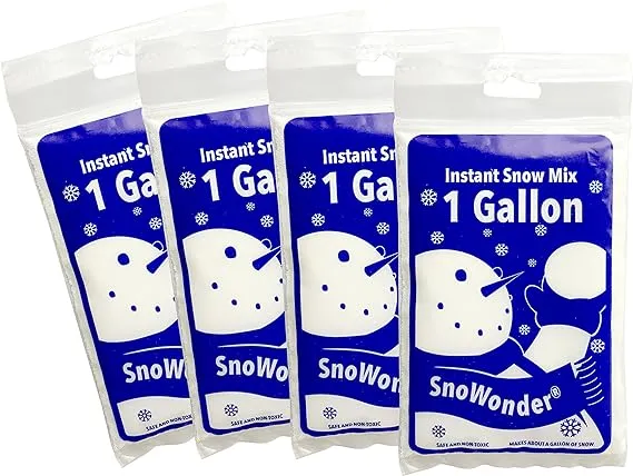 Snowonder Instant Snow Fake Artificial Snow, Also Great for Making Cloud Slime - Mix Makes 4 Gallons of Fake Snow