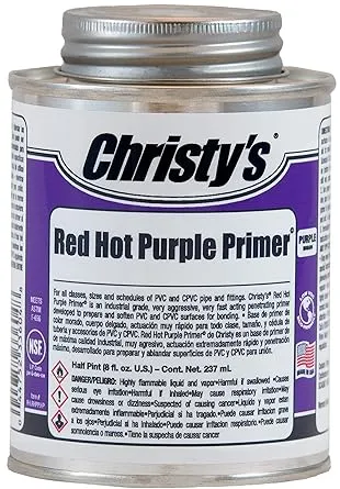 Christy's Red Hot Purple PVC/CPVC Primer - Industrial Grade, 1/2 Pint (8 fl oz)Christy's Red Hot Purple PVC/CPVC Primer - Industria…