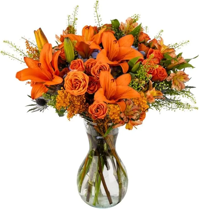 NEXT DAY DELIVERY | Orange Pumpkin Spice with Vase | Designed by Arabella Bouquets | Farm Fresh Cut Flowers, Gifts for Birthday, Anniversary, Romance, ThanksgivingNEXT DAY DELIVERY | Orange Pumpkin Spice with Vase | D…