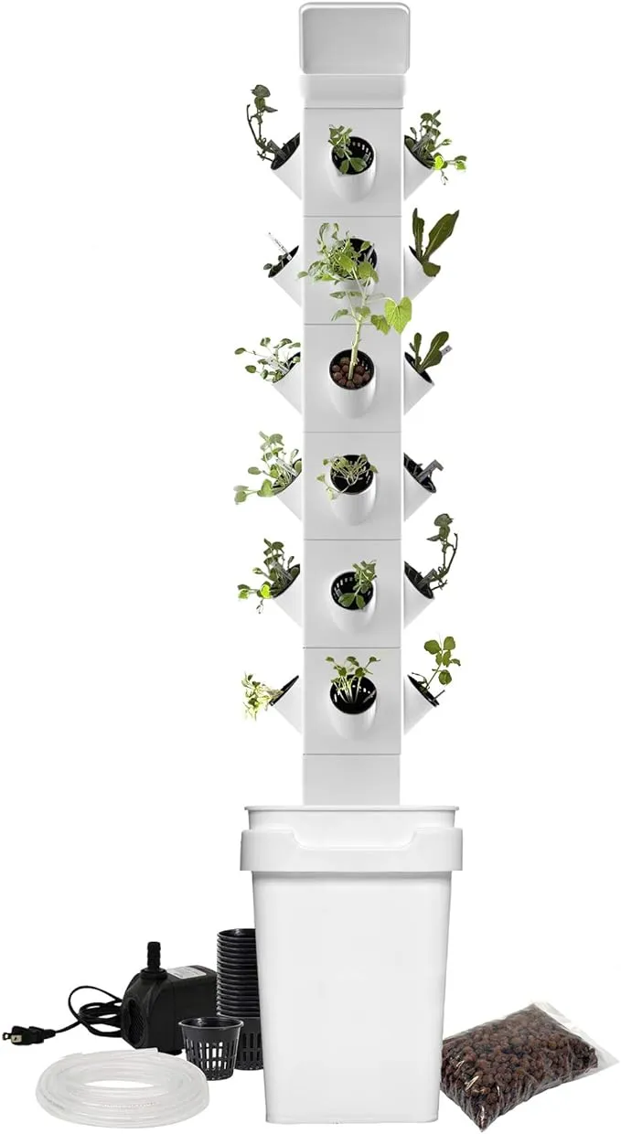 EXO Garden Hydroponic Growing System Vertical Tower - Vegetable Plant Tower Gift for Gardening Lover - Automate Aeroponics Mini Indoor Outdoor Home Grow Herb