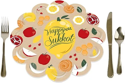 Big Dot of Happiness Sukkot - Sukkah Jewish Holiday Round Table Decorations - Paper Chargers - Place Setting For 12