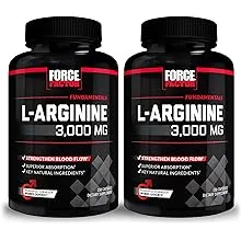 Force Factor L-Arginine, 2-Pack, Nitric Oxide Supplement with Bioperine to Help Build Muscle & Support Stronger Blood Flow, Circulation, Nutrient Del