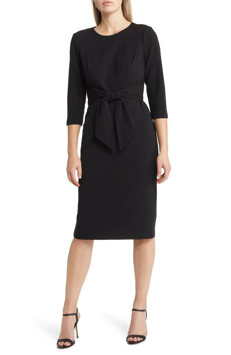 Adrianna Papell Women's Knit Crepe Tie Waist Sheath Dress