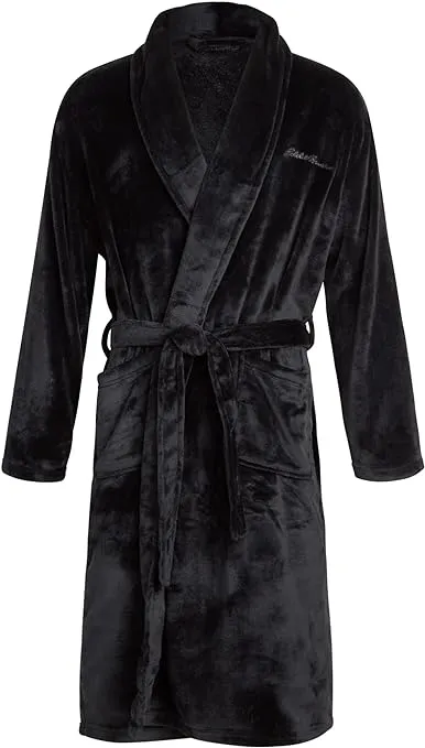 Eddie Bauer Mens' Plush Bathrobe- Soft Fleece Spa Bath Robe with 2 External Pockets and Belt for Men