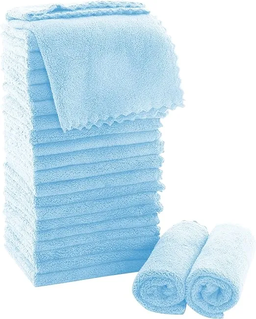 MOONQUEEN Ultra Soft Premium Washcloths Set - 12 x 12 Inches - 24 Pack - Quick Drying - Highly Absorbent Coral Velvet Bathroom W