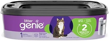 Litter Genie Refill Bags (12-Pack) | Multi-Layers of Odor-Barrier Technology | 1 Square Refill Cartridge Lasts Up to 2 Months Per Cat