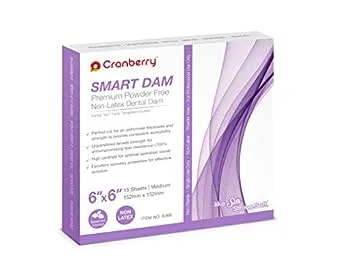 Cranberry USA Cranberry CR8366 Smart Dam Non-Latex Powder-Free, Spearmint Scented, Medium Gauge, 6x6, Lavender (Pack of 15)