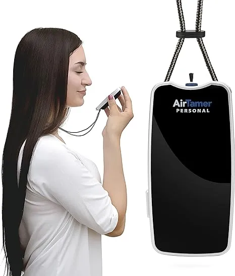 AirTamer A310PMB Personal Rechargeable and Portable Air Purifier Negative Ion Generator, Proven Performance, Black with Leather Travel Case